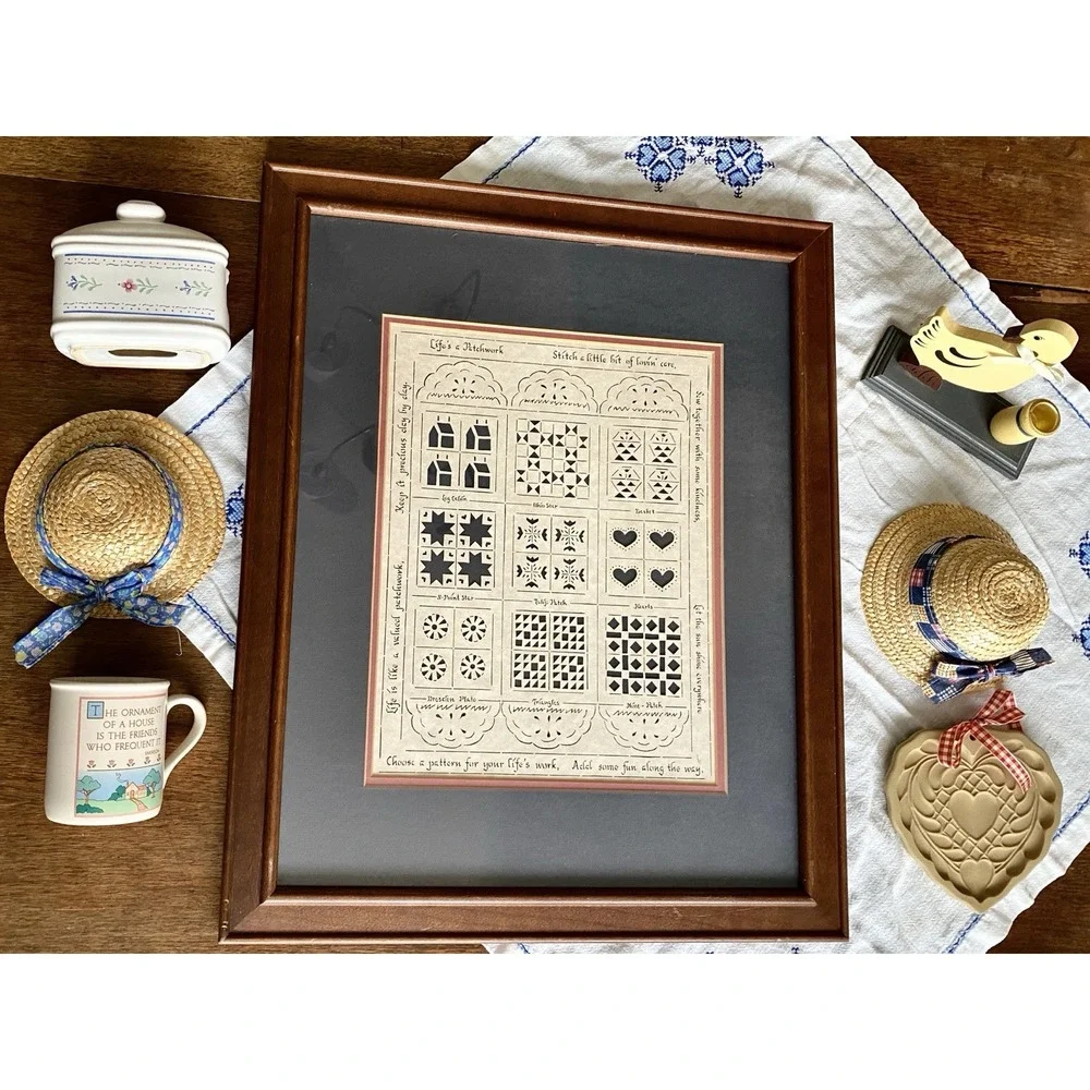 Cottage Core Home Decor Bundle Vintage Grannie Decor‎ Quilts Hearts Geese